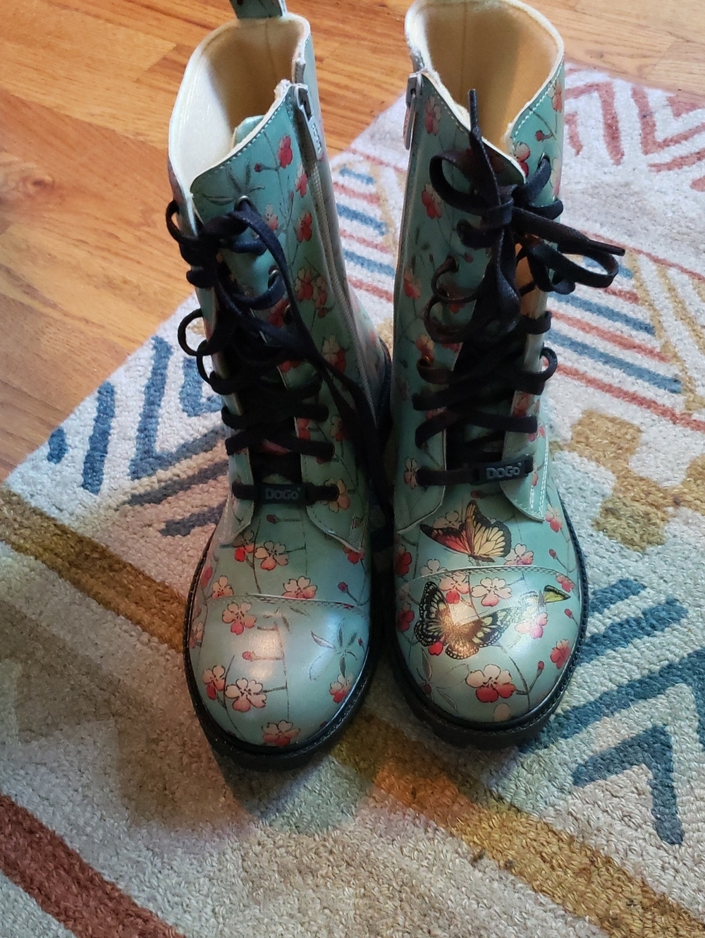 Dogo Women's Mint Floral & Butterfly Lace-Up Boots